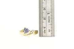 14K Yellow Gold Trillion Tanzanite Diamond Vintage Statement Ring