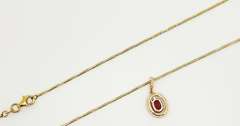 Marvelous 1.0 Carat Ruby and White Sapphire Gold Plated Sterling Sliver Pendant Necklace