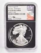 PF70UCAM 2020-W American Silver Eagle FDOI Washington Mercanti NGC