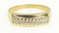 14K Yellow Gold 0.25 Ctw Diamond Squared Wedding Band Ring