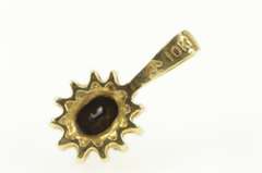 10K Yellow Gold Oval Natural Sapphire Diamond Halo Classic Pendant