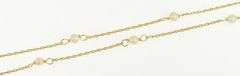 14K Yellow Gold Pearl Beaded Rolling Rope Chain Collar Necklace