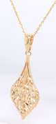 Powerful Yellow Gold Filigree Teardrop Pendant on Chain