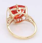 Wonderful Yellow gold Trillion Orange Sapphire and Diamond Fancy Ring