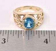 Sturdy Blue Topaz Ring In Yellow Gold