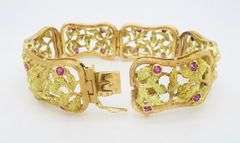 Yellow & Green 18k Gold Bracelet with Rubies