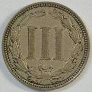 Very high grade 1876 Three Cent Piece. Scarcer issue