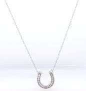 Dazzling White Gold Diamond Horseshoe Pendant on Chain Necklace