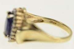 10K Yellow Gold Marquise Syn. Sapphire Diamond Accent Ring