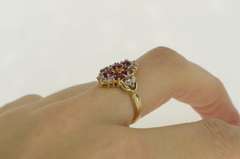 10K Yellow Gold Oval Natural Ruby Diamond Cluster Statement Ring