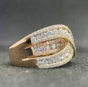 TWO TONE CROSS-OVER ROUND DIAMOND RING IN 14K YELLOW AND ROSE GOLD (2.45 CARATS T.W.)