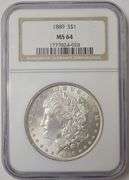 1889 U.S Morgan Silver Dollar NGC MS 64 Old Holder
