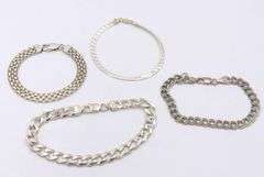 Group Lot of 4 Vintage 925 Sterling Silver Bracelets