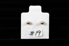 10k Yellow Gold White Round Halo Virgin Mary Stud Screw Back Earrings