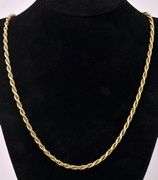 Sturdy Gold Plated Rope Chain Necklace In Sterling Silver