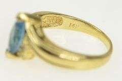 14K Yellow Gold Marquise Blue Topaz Diamond Cluster Accent Ring