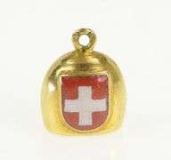 10K Yellow Gold Swiss Red Cross Enamel 3D Articulated Charm/Pendant