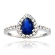 Created Blue & White Sapphire Ring