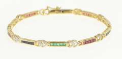 14K Yellow Gold 3.50 Ctw Ruby Sapphire Diamond Tennis Bracelet