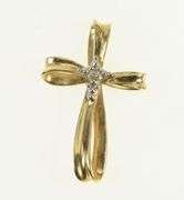 14K Yellow Gold Diamond Classic Cross Christian Faith Charm/Pendant