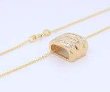 Handsome Three Row Diamond Slider Pendant on Chain in Yellow Gold
