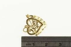 14K Yellow Gold I Love You Heart Valentine Arrow Cupid Charm/Pendant