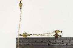 10K Yellow Gold Smoky Quartz Onyx Beaded Fringe Chain Necklace