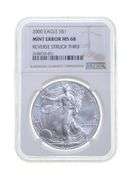 MS68 MINT ERROR 2000 American Silver Eagle REV Struck Thru Graded NGC