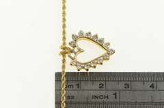 14K Yellow Gold 1.6mm Rope Chain Diamond Heart Love Necklace