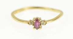 10K Yellow Gold Ruby Diamond Accent Vintage Classic Ring