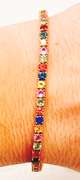 STUNNING 18KT SOLID YELLOW GOLD 8.0 CARAT RAINBOW SAPPHIRE BRACELET