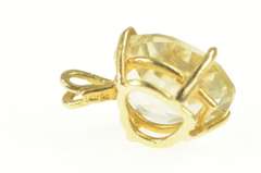 14K Yellow Gold Heart Lemon Quartz Retro Love Symbol Pendant