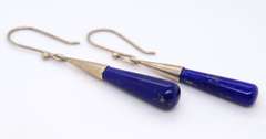 Set of Vintage 925 Sterling Silver Lapis Necklace and Dangle Earrings