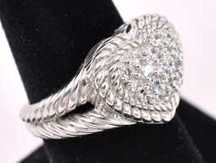 Lovely Heart CZ Ring In Sterling Silver