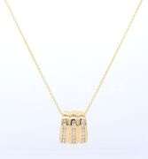 Handsome Three Row Diamond Slider Pendant on Chain in Yellow Gold
