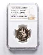PF69 UCAM 1976 FM Trinidad 100 Dollars Gold First Day Of Minting NGC