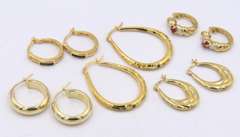 Group Lot of Vintage 925 Sterling Silver Hoop Earrings