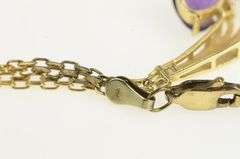 14K Yellow Gold Heart Amethyst Diamond Accent Chevron Chain Necklace