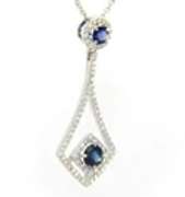 Wonderful White Gold Sapphire and Diamond Frame Kite Pendant on Chain