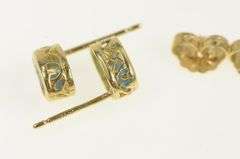 14K Yellow Gold Oval Blue Topaz Solitaire Vintage Stud Earrings