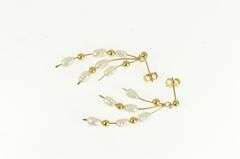 14K Yellow Gold Pearl Dangle Fringe Tassel Vintage Statement Earrings