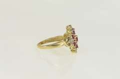 10K Yellow Gold Oval Natural Ruby Diamond Cluster Statement Ring