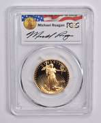 PR70 DCAM 1995-W $25 American Gold Eagle 1/2 Oz Signed Reagan PCGS