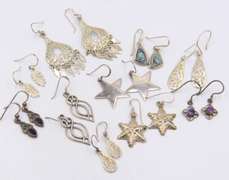 Group Lot of 10 Vintage 925 Sterling Silver Earrings