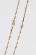 14k Gold Rose White Yellow Tri Color Solid Pave Figaro Link Chain 1.9mm Necklace 24"