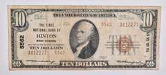 1929 $10 United States National Currency Hinton, WV Brown Seal 5562