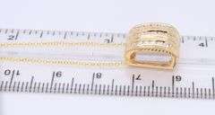 Handsome Three Row Diamond Slider Pendant on Chain in Yellow Gold