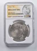 BU 1926 Peace Silver Dollar 100th Anniversary NGC
