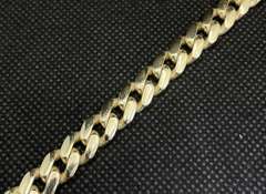 MENS 14K YELLOW MONACO LINK BRACELET WITH PAVÉ CZ LOCK 8"