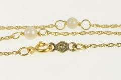 14K Yellow Gold Pearl Beaded Rolling Rope Chain Collar Necklace